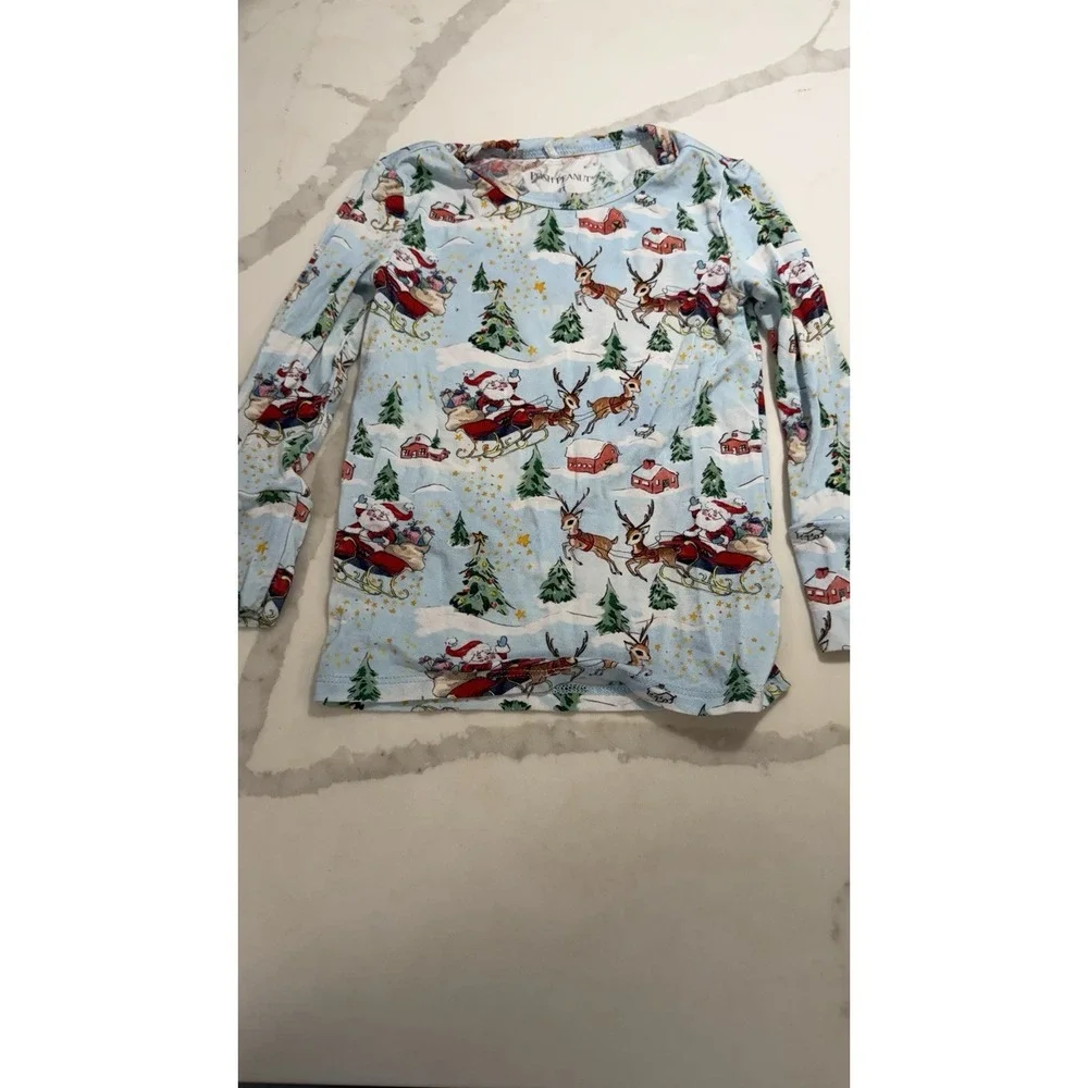 Posh Peanut Noel Christmas Pajama Top Sz 2T Bamboo Santa Holiday Reindeer